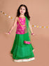 Pspeaches Girls Green Pink Ready To Wear Lehenga Blouse With Dupatta (L-PINK GREEN)