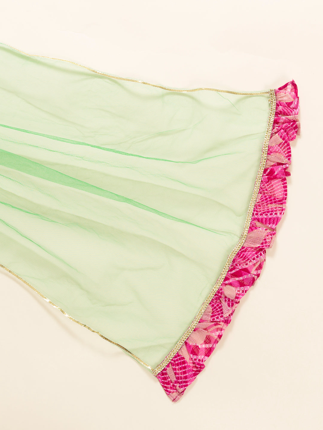 Pspeaches Girls Green Pink Ready To Wear Lehenga Blouse With Dupatta (L-PINK GREEN)