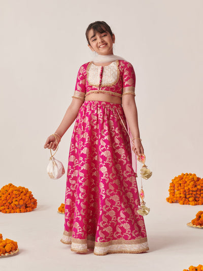 Girls Printed Ready To Wear Lehenga Blouse With Dupatta (L-RANIBROCADE)