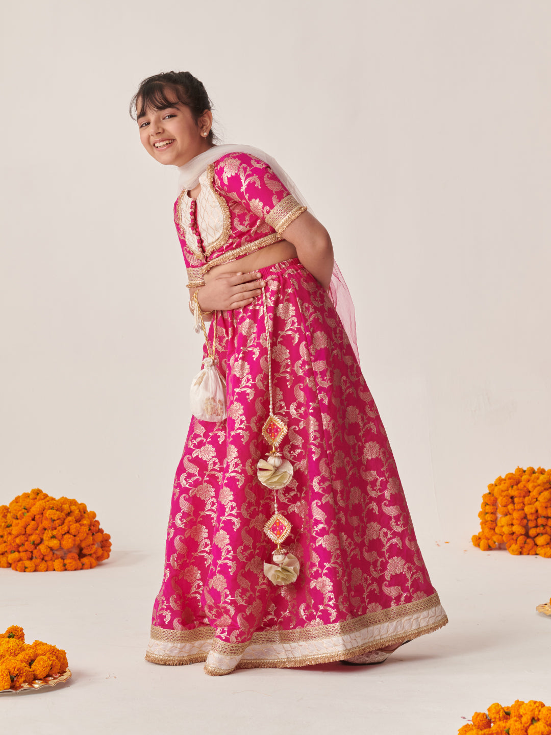 Girls Printed Ready To Wear Lehenga Blouse With Dupatta (L-RANIBROCADE)