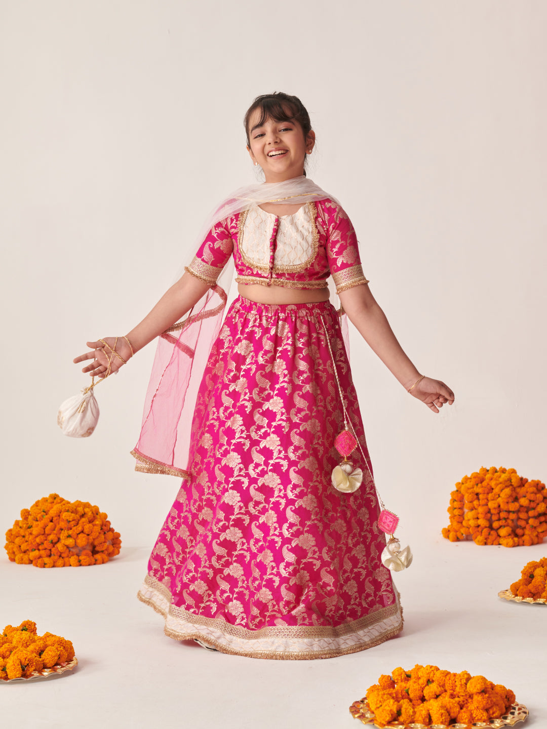 Girls Printed Ready To Wear Lehenga Blouse With Dupatta (L-RANIBROCADE)