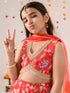 Girls Printed Ready to Wear Lehenga & Blouse With Dupatta (L-REDPINKFLOWER)
