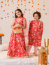 Girls Printed Ready to Wear Lehenga & Blouse With Dupatta (L-REDPINKFLOWER)