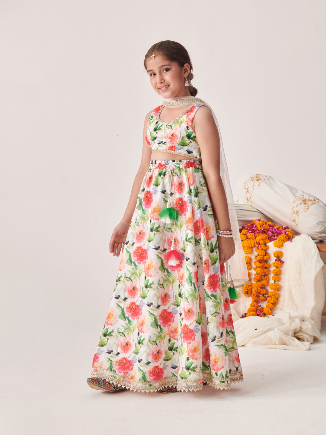 Girls Printed Ready To Wear Lehenga Blouse With Dupatta (L-SEQMULTI)