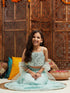 Pspeaches Girls Embroidered Ready to Wear Lehenga With Blouse & Dupatta (L-SEQUENCEBLUE)