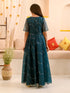 Girls Embellished V-Neck Fit & Flare Maxi Ethnic Dress (L-TEALORGANZA)