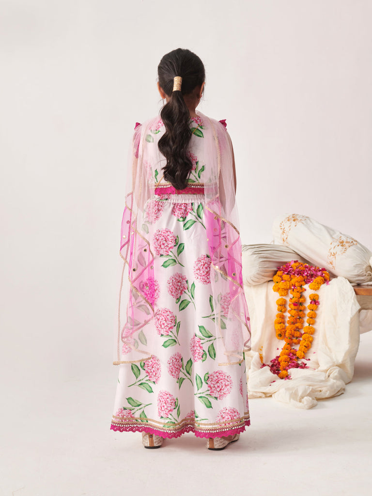 Girls Printed Ready To Wear Lehenga Blouse With Dupatta (L-WINECROSHIALACE)