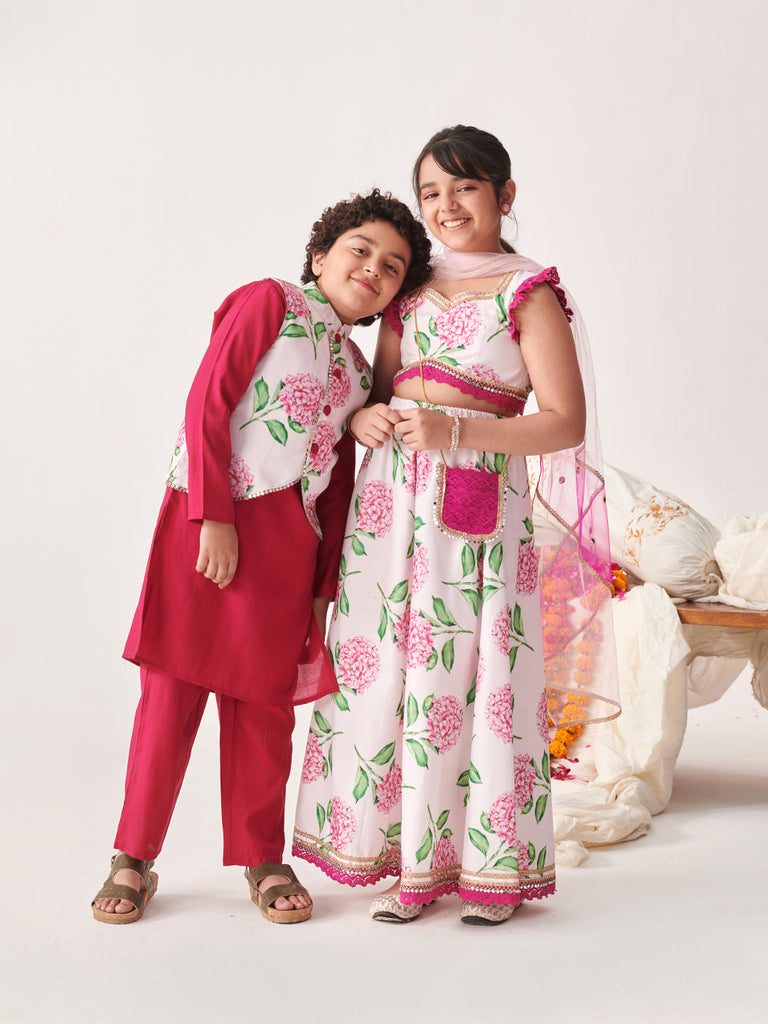 Girls Printed Ready To Wear Lehenga Blouse With Dupatta (L-WINECROSHIALACE)
