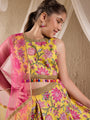 Pspeaches Girls Cotton Sleeveless Round Neck Gota Pati Embellished Lehenga Choli Set with Dupatta for Girls (L-YELLOWALLOVERPRINT)