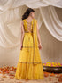 Pspeaches Girls Silk Blend Sleeveless V Neck Neck Gota Pati Embellished Lehenga Choli Set with Dupatta for Girls (L-YELLOWMUKAISHWORK)