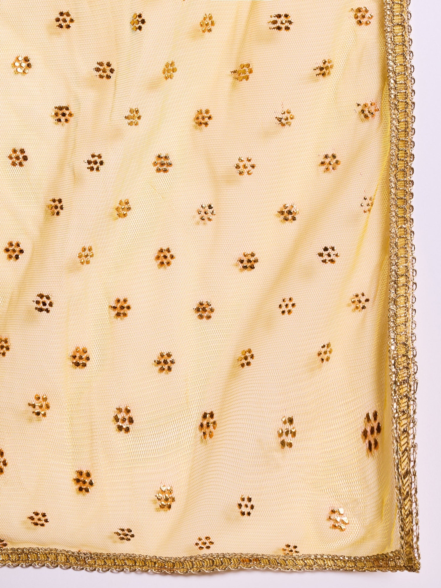 Pspeaches Girls Silk Blend Sleeveless V Neck Neck Gota Pati Embellished Lehenga Choli Set with Dupatta for Girls (L-YELLOWMUKAISHWORK)