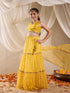 Pspeaches Girls Silk Blend Sleeveless V Neck Neck Gota Pati Embellished Lehenga Choli Set with Dupatta for Girls (L-YELLOWMUKAISHWORK)