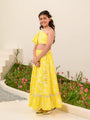 Girls Printed Ready to Wear Lehenga Choli (L-YELLOWOFFWHITE)