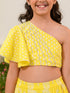 Girls Printed Ready to Wear Lehenga Choli (L-YELLOWOFFWHITE)