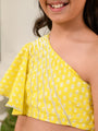 Girls Printed Ready to Wear Lehenga Choli (L-YELLOWOFFWHITE)