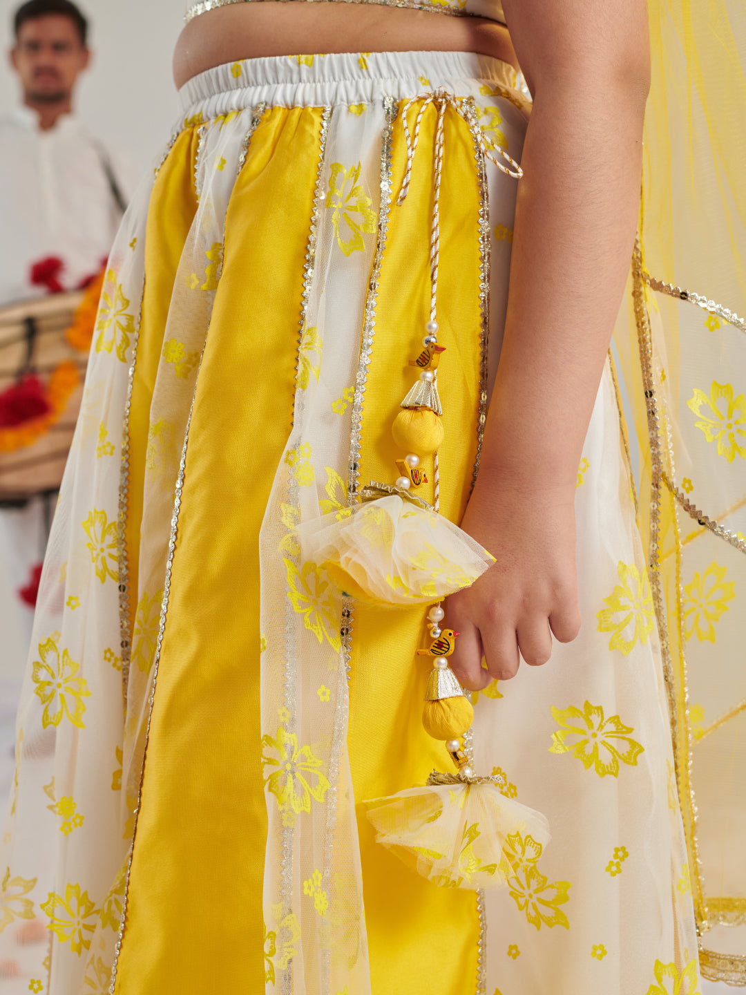 Girls Printed Ready To Wear Lehenga Blouse With Dupatta (L-YELLOWRUBBERPRINT)