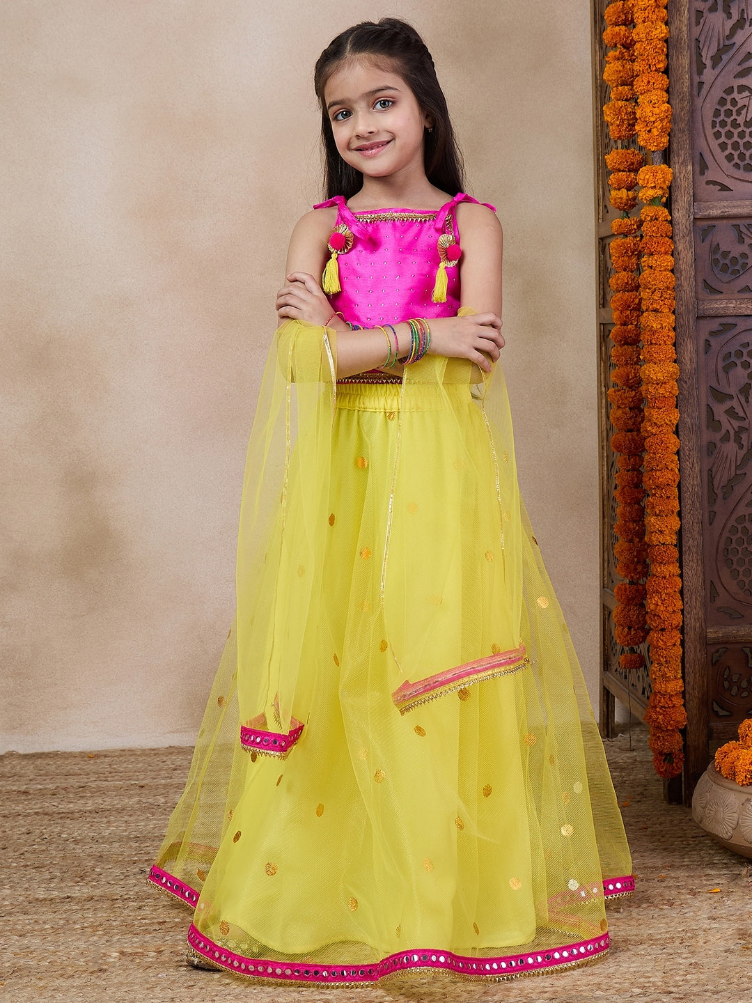 Girls Ready To Wear Lehenga Blouse With Dupatta (L-YELLOWTIKLI)