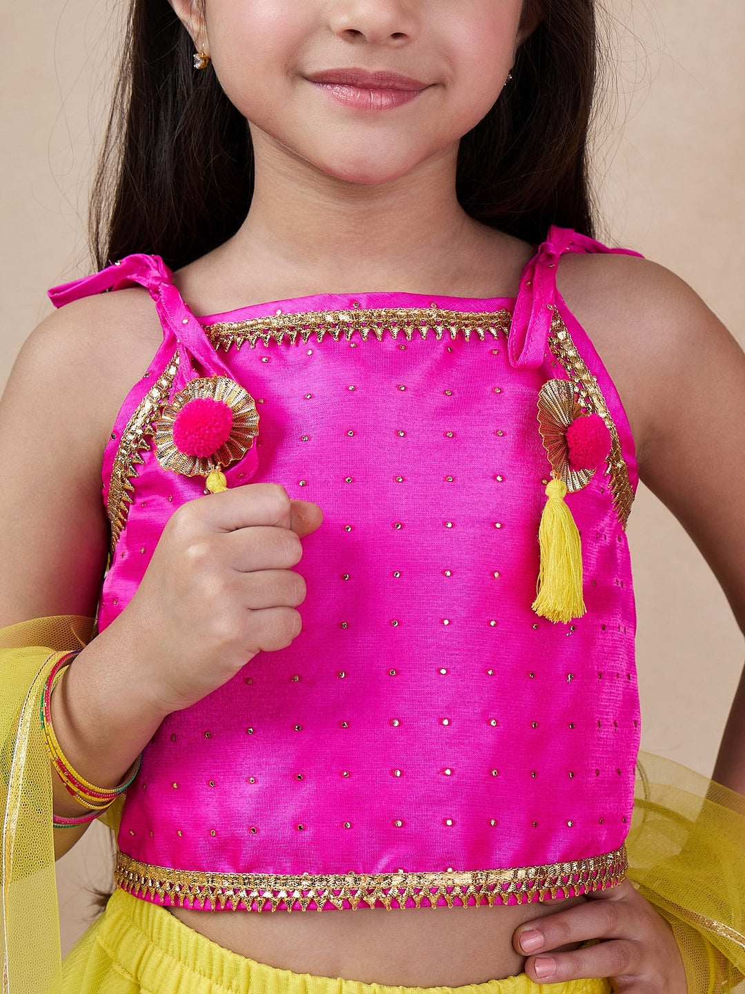 Girls Ready To Wear Lehenga Blouse With Dupatta (L-YELLOWTIKLI)
