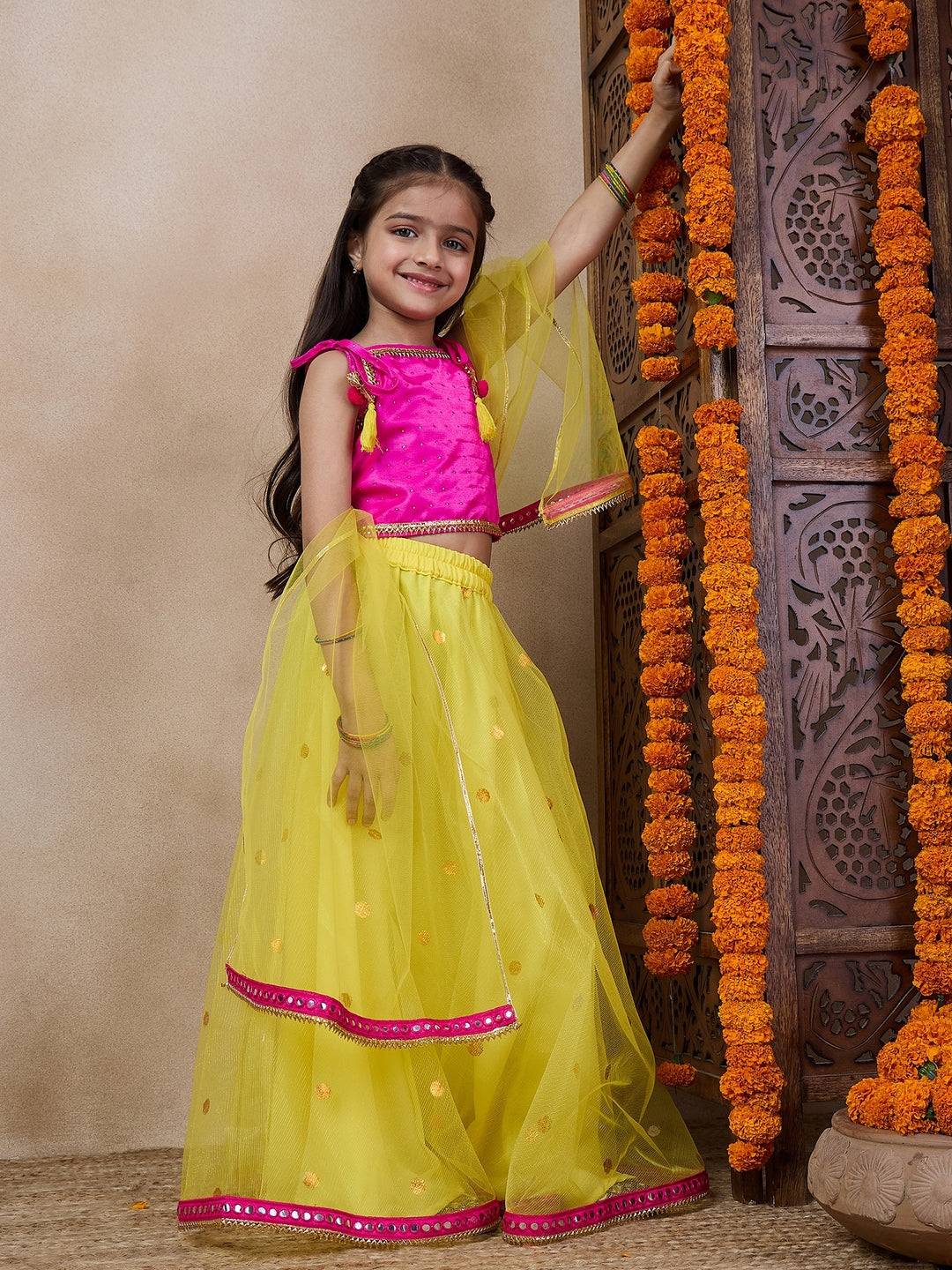 Girls Ready To Wear Lehenga Blouse With Dupatta (L-YELLOWTIKLI)