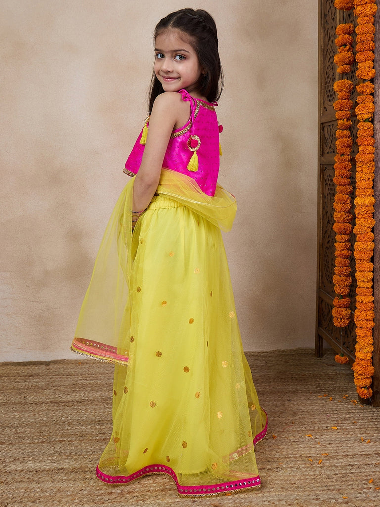 Girls Ready To Wear Lehenga Blouse With Dupatta (L-YELLOWTIKLI)