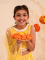 Girls Embroidered Thread Work Net Ready to Wear Lehenga & Blouse With Dupatta (L-YELLOWWTBOOTI)