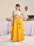 Girls Printed Ready To Wear Lehenga & Blouse With Dupatta (L-YELLOWZARIBROCADE)