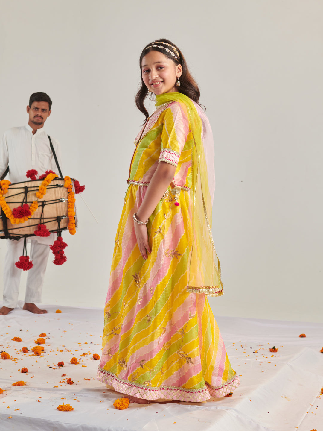 Girls Printed Ready To Wear Lehenga Blouse With Dupatta (L-YLGOTAPATTI)