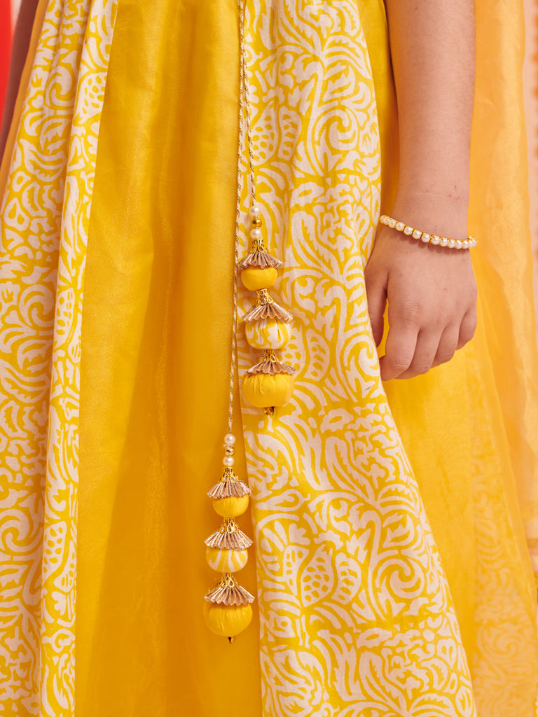 Girls Printed Ready To Wear Lehenga Blouse With Dupatta (L-YLORGANZAKALI)
