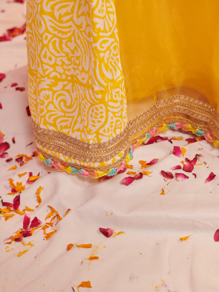 Girls Printed Ready To Wear Lehenga Blouse With Dupatta (L-YLORGANZAKALI)
