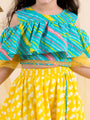 Girls Yellow & Turquoise Blue Printed Ready to Wear Lehenga & Blouse With Dupatta (L-Yellowfoil)