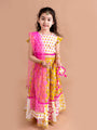 Girls Yellow & White Printed Ready to Wear Lehenga & Blouse With Dupatta (L-yellowpanel)