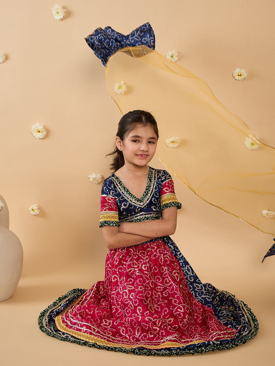 2-Piece Navy & Magenta Lehenga And Choli (L25009808)