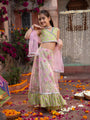 Pspeaches 3-Piece Olive Green Cotton Lehenga, Choli And Dupatta (L25010009)