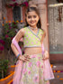 Pspeaches 3-Piece Olive Green Cotton Lehenga, Choli And Dupatta (L25010009)