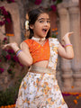 Pspeaches 2-Piece Orange & Cream Georgette Lehenga And Choli with Belt (L25010712)
