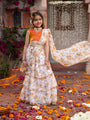 Pspeaches 2-Piece Orange & Cream Georgette Lehenga And Choli with Belt (L25010712)