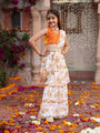 Pspeaches 2-Piece Orange & Cream Georgette Lehenga And Choli with Belt (L25010712)