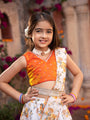 Pspeaches 2-Piece Orange & Cream Georgette Lehenga And Choli with Belt (L25010712)