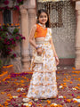 Pspeaches 2-Piece Orange & Cream Georgette Lehenga And Choli with Belt (L25010712)