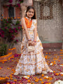 Pspeaches 2-Piece Orange & Cream Georgette Lehenga And Choli with Belt (L25010712)
