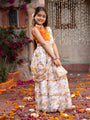 Pspeaches 2-Piece Orange & Cream Georgette Lehenga And Choli with Belt (L25010712)