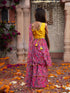 Pspeaches 2-Piece Yellow & Magenta Chiffon Lehenga And Dupion Choli with Belt (L25010914)