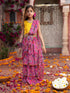 Pspeaches 2-Piece Yellow & Magenta Chiffon Lehenga And Dupion Choli with Belt (L25010914)