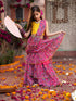Pspeaches 2-Piece Yellow & Magenta Chiffon Lehenga And Dupion Choli with Belt (L25010914)