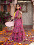 Pspeaches 2-Piece Yellow & Magenta Chiffon Lehenga And Dupion Choli with Belt (L25010914)