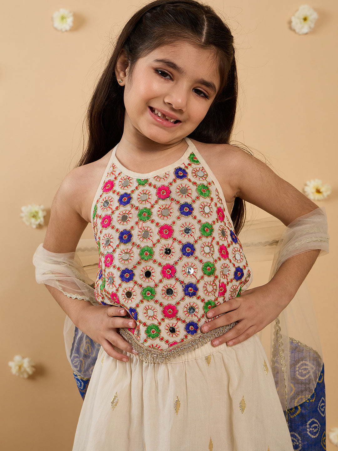 3-Piece Multi-Color Embroidery Lehenga, Choli And Dupatta (L25011416)