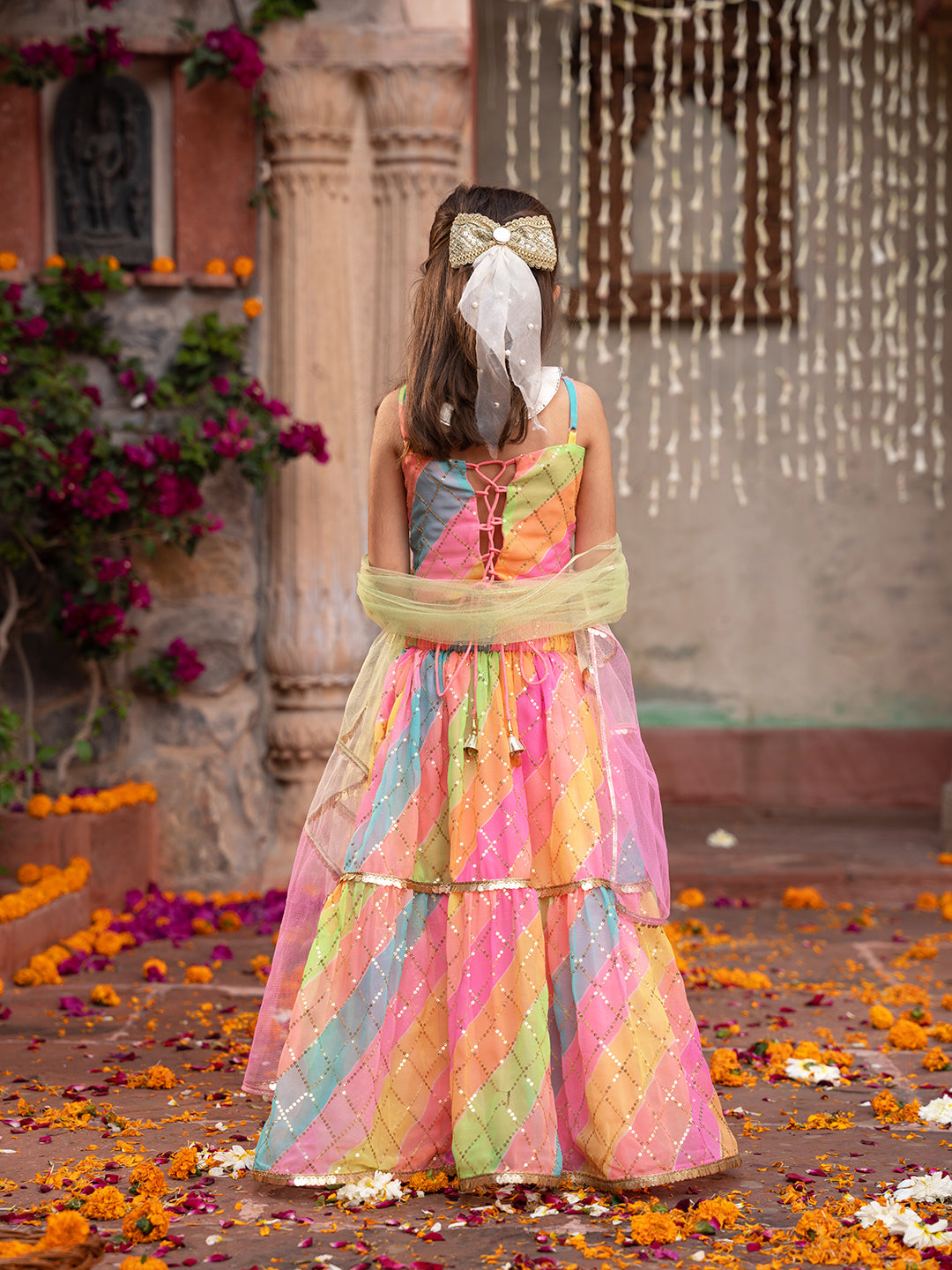 Pspeaches 3-Piece Multicolor Georgette Lehenga, Choli And Dupatta (L25011817)