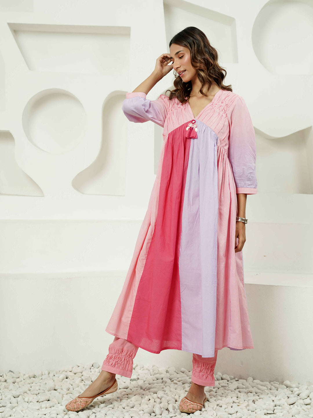 Blush–Lilac Ombre Cotton Kurta Set