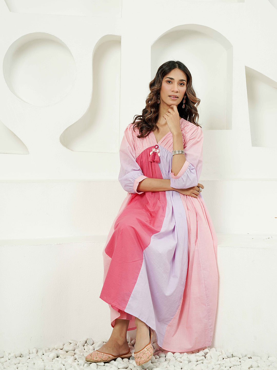 Blush–Lilac Ombre Cotton Kurta Set