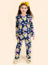 Pspeaches Girls Pack Of 2 Navy Blue Pink Printed T-Shirt With Pyjamas (NW-NAVY FLOWER COMBO)